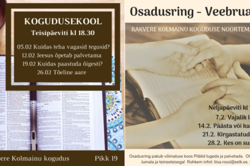 Kogudusekool ja osadusring veebruaris