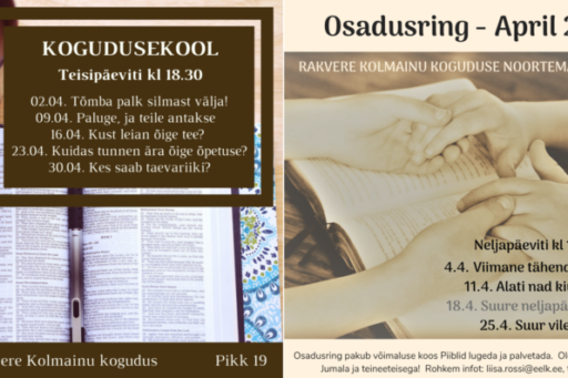 Kogudusekool ja osadusring aprillis